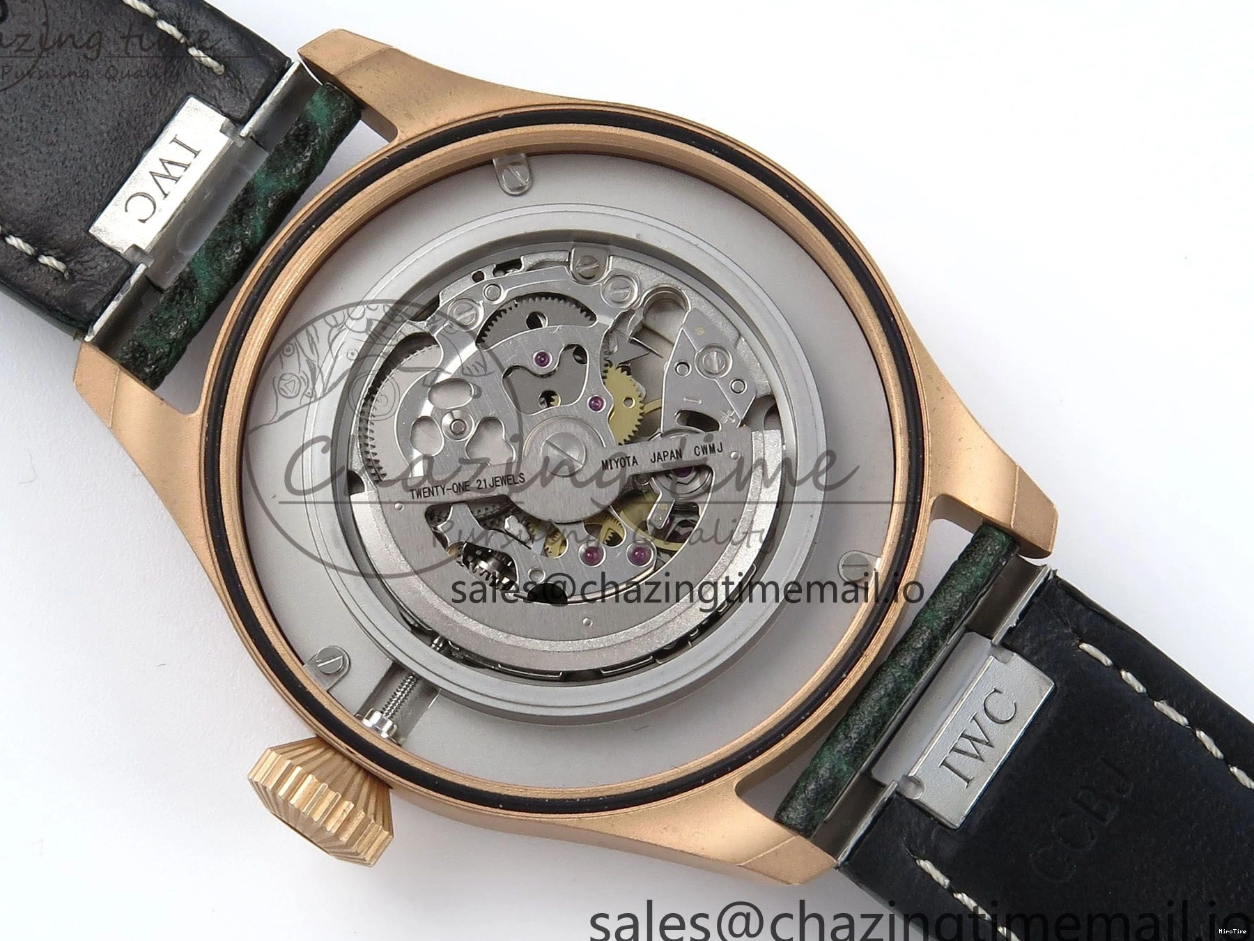 MIROTIME 0307 Durable Big Pilot IW329702 M+F 1:1 Best Edition Green Dial on Green Leather Strap MY 7006